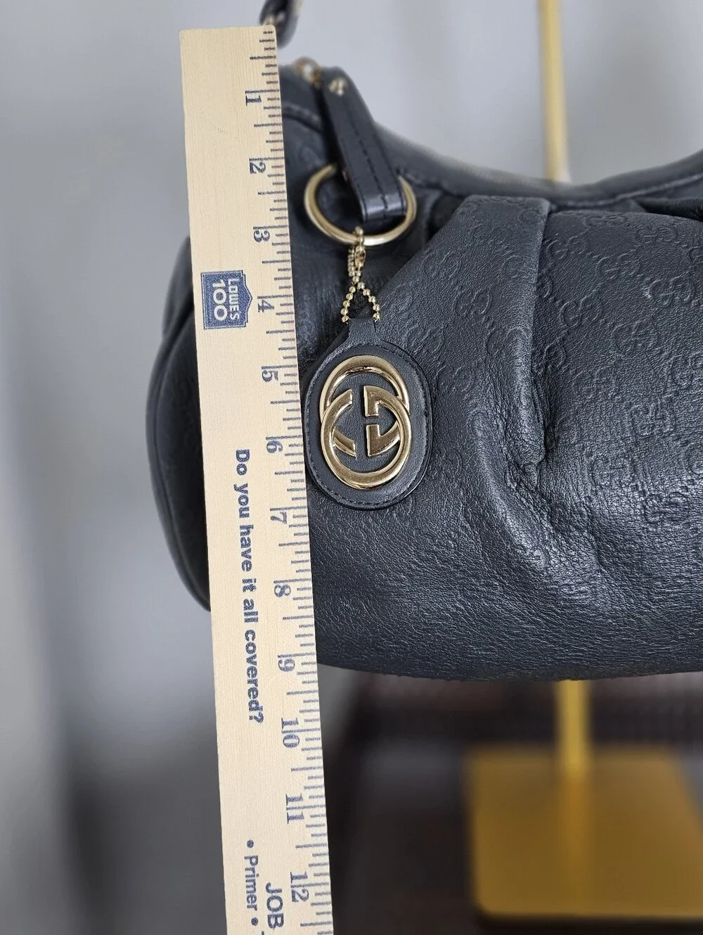 Gucci Grey Guccisima Embossed Leather Sukey Hobo GoldTone Charm Shoulder Bag